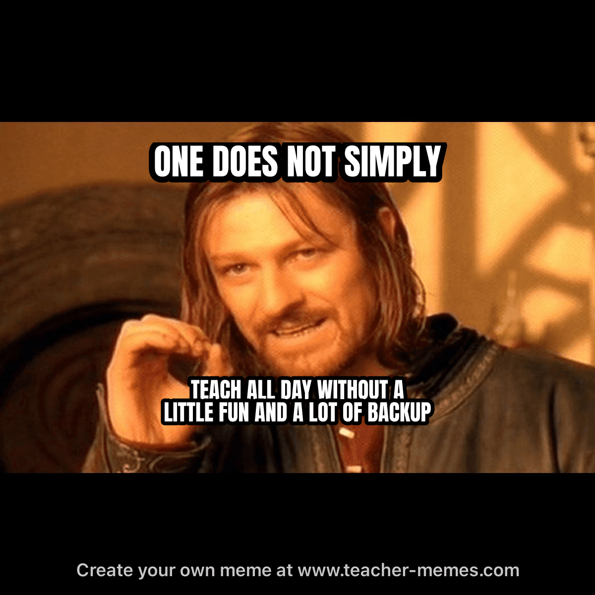 ONE DOES NOT SIMPLY TEACH ALL DAY WITHOUT A LITTLE FUN AND A LOT OF BACKUP