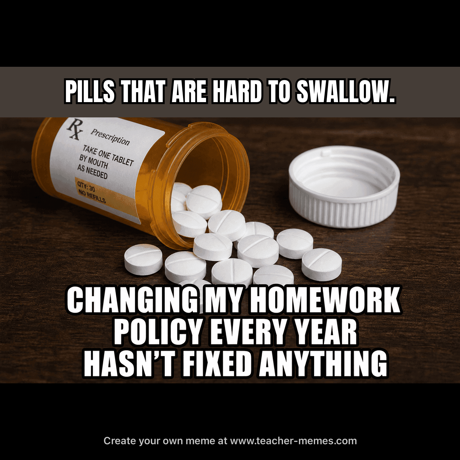 PILLS THAT ARE HARD TO SWALLOW: / CHANGING MY HOMEWORK POLICY HASN'T FIXED ANYTHING