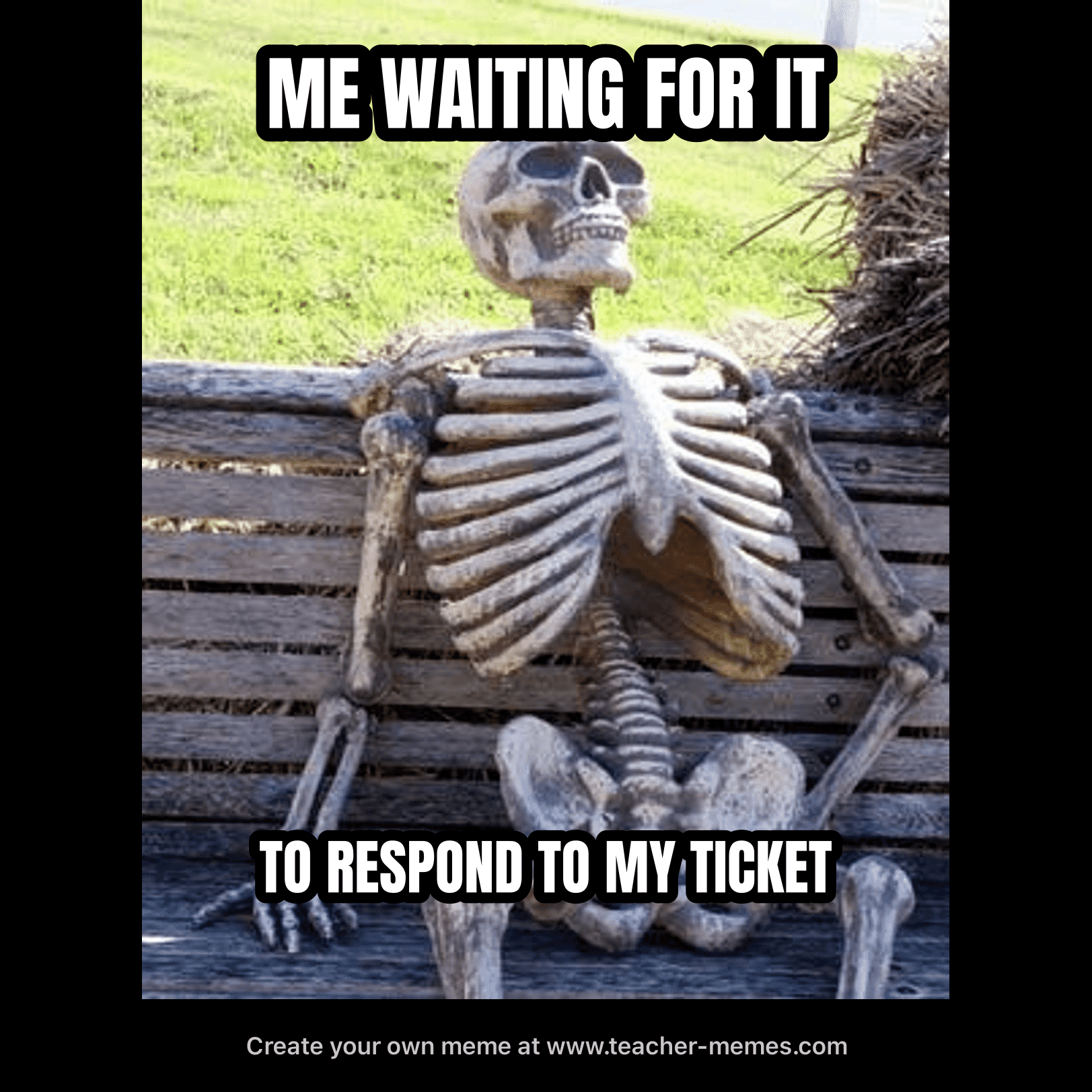 ME WAITING FOR IT / TO RESPOND TO MY TICKET
